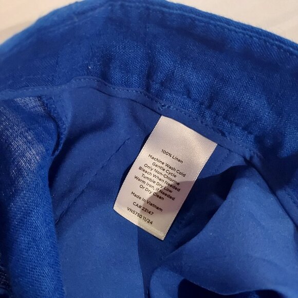 Talbots Southampton Straight Leg Cobalt Blue Linen Pants Size 14 NWT - Picture 8 of 9